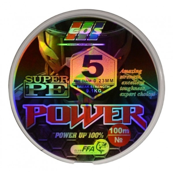 Шнур для риболовлі, EOS Power Super PE, 100м, перетин 0,23мм